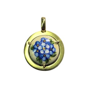 Pendentif en or émaillé avec motif floral (750), Gabriella Rivalta