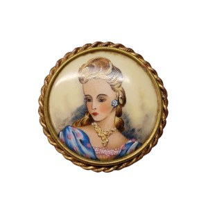 Okrągła porcelanowa broszka Limoges, Francja