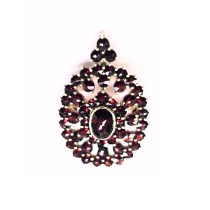Broche/pendentif en argent et grenat vintage, République tchèque/Tchécoslovaquie