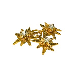 Gold-plated brooch in the form of stars with zircons