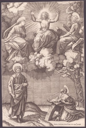 Marcantonio Raimondi, Marcantonio Raimondi The Five Saints, Anonymous 16th century engraver