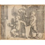 Lucas van Leyden, Lucas van Leyden Two cherubs holding a shield,