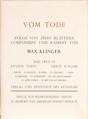 MAX KLINGER, MAX KLINGER Vom Tode I,