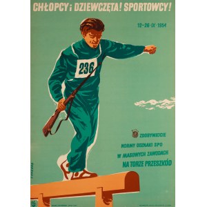 Jerzy CHERKA (1920-1982), Boys and girls! Athletes! Earn standards, SOP badges in mass obstacle course competitions, 1954