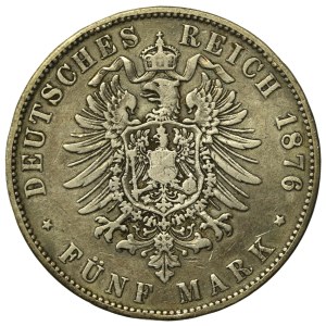 Germany, Saxony, 5 marks 1876 (594)
