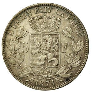Belgicko, Leopold II, 5 frankov 1871 (602)