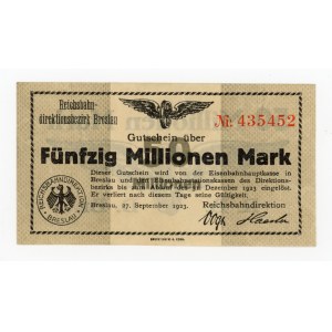 Wrocław/Breslau, 50 milionów marek 1923 (248)