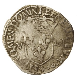 Henry III of Valois, 1/8 ecu 1582, Rennes. Rare denomination (720)