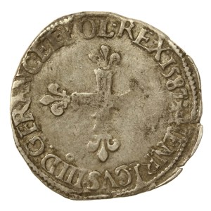 Henry III of Valois, 1/8 ecu 1582, Rennes. Rare denomination (720)