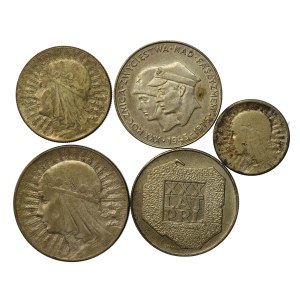 II RP/PRL, zestaw 2, 5, 10 i 200 złotych 1932-1975. Razem 5 szt. (678)