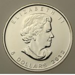 Canada, Elizabeth II, $5 2012 - Maple leaf, 1 oz. Ag 999 (890)