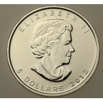 Canada, Elizabeth II, $5 2012 - Maple leaf, 1 oz. Ag 999 (891)