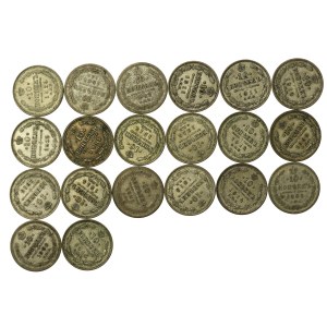Russie, série de 10 kopecks 1901-1915. 20 pièces au total. (817)