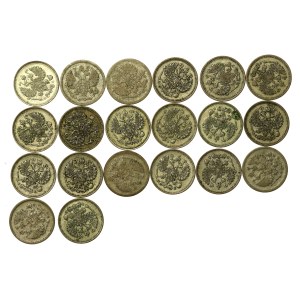 Russie, série de 10 kopecks 1901-1915. 20 pièces au total. (817)