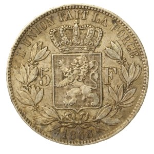 Belgia, Leopold II, 5 franków 1868 (15)