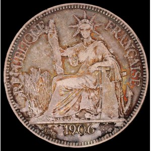 French Indo China. 1906 1 Piastre Silver