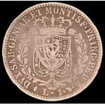 Italy. 1827 1 Lira Sardinia Silver