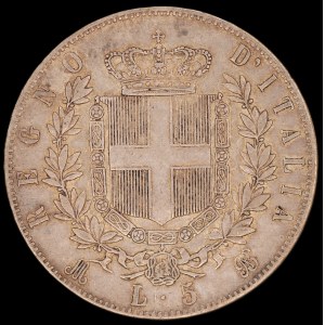 Italy. 1875 5 Lire M Milan