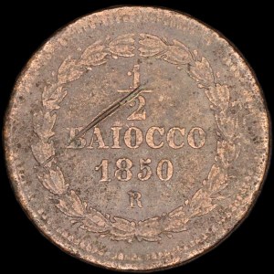 Vatican. 1850 1/2 Baiocco Pius IX