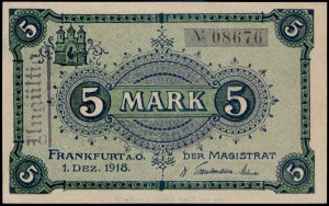 Deutschland. 1918 Frankfurt 5 Mark