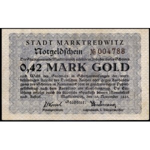 Niemcy. 1923 Marktredwitz 0,42 Goldmark 1/10 Dollar