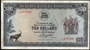 Rhodesien. 1976 10 Dollars Präfix J/45