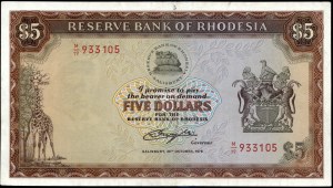 Rhodesien. 1978 5 Dollars Präfix M/19