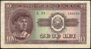 Rumänien. 1952 10 Lei Vorsilbe h 39