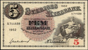 Schweden. 1952 5 Kronen