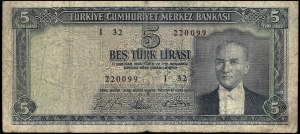 Türkei. 1952 5 Lira