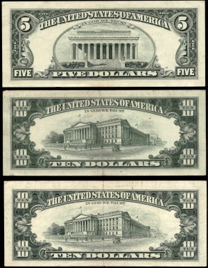 Vereinigte Staaten von Amerika. 1969 C 1995 5 & 10 Dollars 3 Stücke Insgesamt