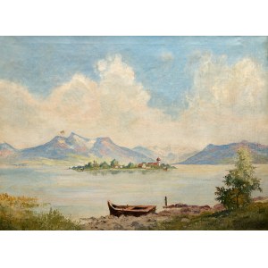 malarz nieokreślony (XX w.), Pejzaż z łodzią