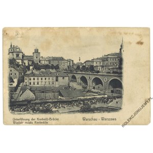 WARSAW. Vue du pont de Kierbedzia [timbre du K. S. Landw. Inf. Rgt Nr 105].