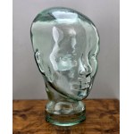 Vintage - Glass mannequin head in light bottle green - 1970s