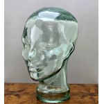 Vintage - Glass mannequin head in light bottle green - 1970s