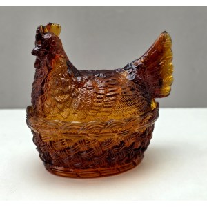 Design - Gallina di vetro - Bomboniera in ambra - Cecoslovacchia anni '70