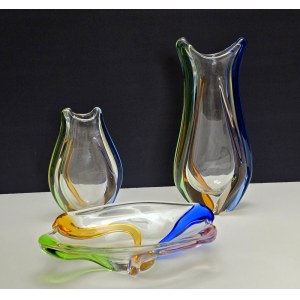 Collezione di vetri RHAPSODY - set di bicchieri decorativi disegnati da F. Zemek - Cecoslovacchia 1960