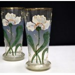 Coppia di bicchieri Art Nouveau dipinti a mano - Austro-Ungheria - inizio XX secolo.