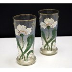 Coppia di bicchieri Art Nouveau dipinti a mano - Austro-Ungheria - inizio XX secolo.