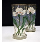 Coppia di bicchieri Art Nouveau dipinti a mano - Austro-Ungheria - inizio XX secolo.