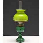 Malachite glass kerosene lamp - Czechoslovakia 1960s