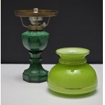 Malachite glass kerosene lamp - Czechoslovakia 1960s