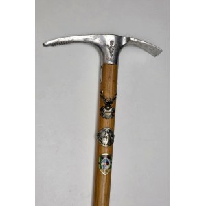 Old mountain chequered on a wooden shaft - Austria 1950s