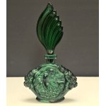 Malachite glass - art deco style perfume bottle with genre scene - Czechoslovakia 1960s