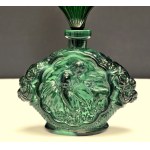 Malachite glass - art deco style perfume bottle with genre scene - Czechoslovakia 1960s