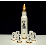 Original hunting decanter with six bullet-shaped glasses with deer motif - 1990s [ hunting ].