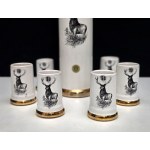 Original hunting decanter with six bullet-shaped glasses with deer motif - 1990s [ hunting ].