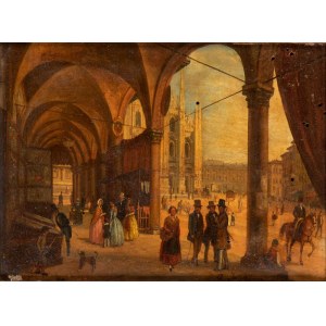 ANGELO INGANNI (Brescia 1807 - Gussago 1880), Piazza Duomo à Milan, 1840