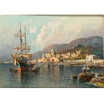 NICOLAS DE CORSI (Odessa 1882 - Torre del Greco 1956), Seascape with sailboat