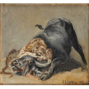 GIULIO ARISTIDE SARTORIO (ROMA 1860 - ROMA 1932), Animal predation scene, 1893
